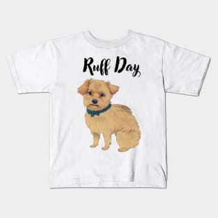 Funny Adorable Cream Norfolk Terrier Dog Having A Rough Day Kids T-Shirt